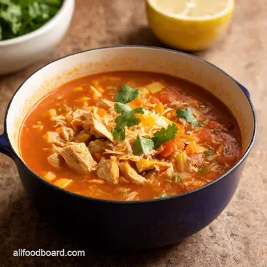 Easy SlowCooker Chicken Tortilla Soup Fiesta in a Pot Recipe Card