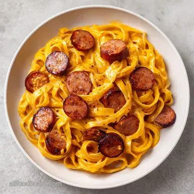 Cajun Sausage Alfredo for 4 Servings Recipe Card
