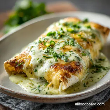 Smothered Green Chile Chicken Burritos: Silky Recipe Card