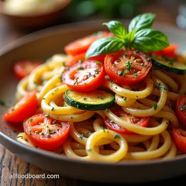 Speedy Tomato Zucchini Pasta Best Weeknight Dinner Sorted Recipe Card
