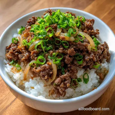 Beef Rice Bowl: Japanese Gyudon Ready in Under 45 Mins Recipe Card
