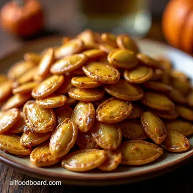 Maple Roasted Shelled Pumpkin Seeds Bonfire Night Treat Recipe Card