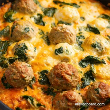 Spinach Garlic Mozzarella Meatballs Spinach Easy Cheesy Recipe Card