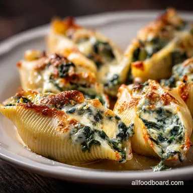 Spinach Stuffed Shells with Ricotta for 6 Recipe Card