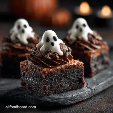 Halloween Treats: Fudgy Pecan Brownie Bites (Ghostly Ghouls) Recipe Card