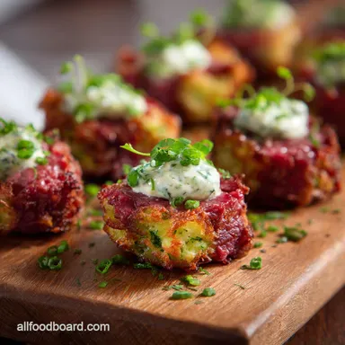 St Patricks Day Appetizers: Ultra-Crispy Colcannon Corned Beef Bites
