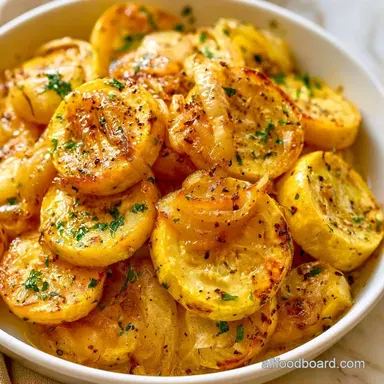 Yellow Squash and Onions for 4 Servings Recipe Card