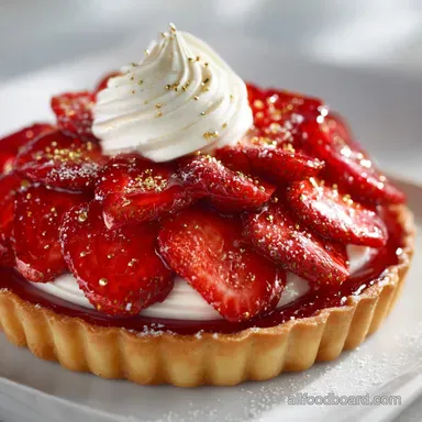 Strawberry Desserts: Elegant Tarte aux Fraises with Vanilla Cr&egrave;me Fra&icirc;che Recipe Card