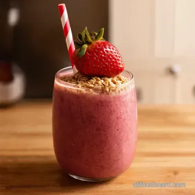 Strawberry Oatmeal Breakfast Smoothie My 5Min Sunrise Boost Recipe Card