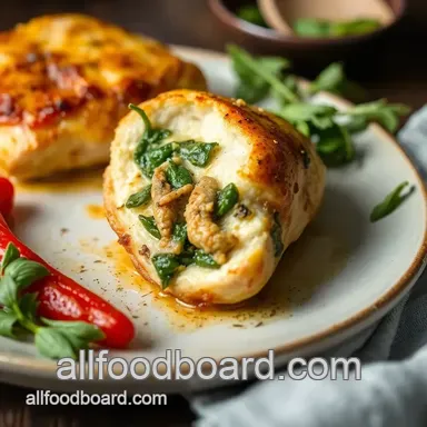 Ultimate Comfort: My Grandmother's Sear Stuffed Chicken with Spinach & Peppers Recipe Card