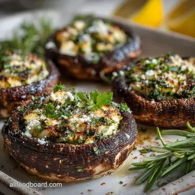 Stuffed Portobello Mushrooms for 4 Servings Recipe Card
