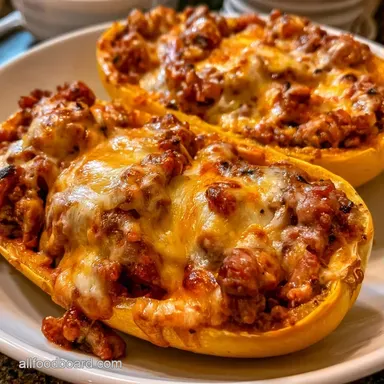 Stuffed Yellow Squash with Ground Beef Recipe Card