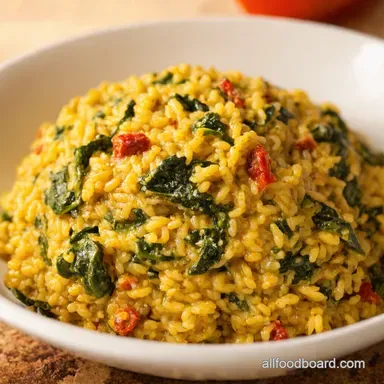 Creamy SunDried Tomato Spinach Risotto An Italian Dream Recipe Card