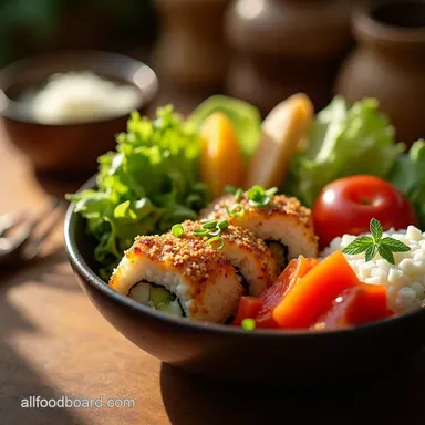 The NoRoll Sushi Cottage Cheese Bowl 15Min Lunch Recipe Card