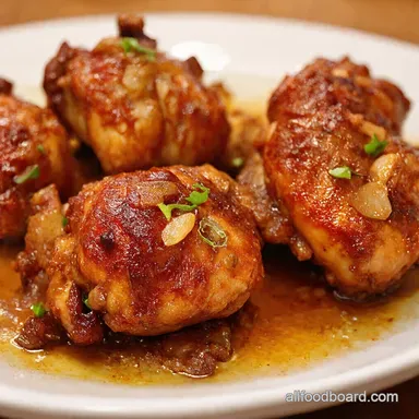 Stickylicious Sweet Savory Honey Garlic Chicken Thighs Recipe Card