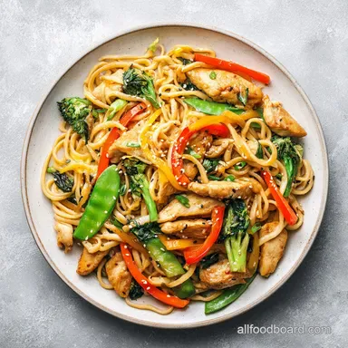 Chicken Teriyaki Noodles with Vegetables Ready in 30 Minutes Recipe Card