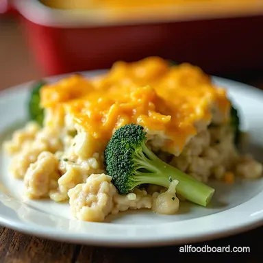 The Ultimate Creamy Chicken Broccoli Rice Cheese Casserole