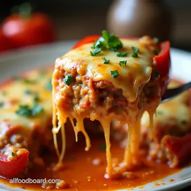 Easy Stuffed Pepper Casserole Recipe Cheesy Comfort Bake Recipe Card
