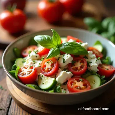 Easy Tomato Basil Cottage Cheese Salad Ready in 15 Mins Recipe Card