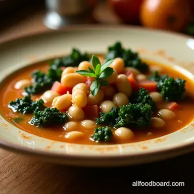 Authentic Tuscan White Bean and Kale Soup Recipe Recipe Card