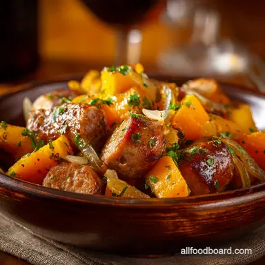 Fall Crockpot Dinner Recipes: Easy Tuscan Sausage and Squash Supper Recipe Card