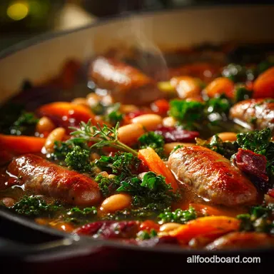 One Pot Meals UltraHearty Tuscan Sausage Bean Supper Recipe Card