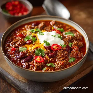The Ultimate SlowSimmered Smokehouse Beef Chili con Carne Recipe Recipe Card