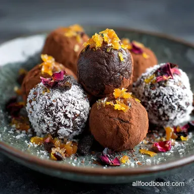 Valentines Day Treats: Decadent Salted Caramel Dark Chocolate Truffles Recipe Card