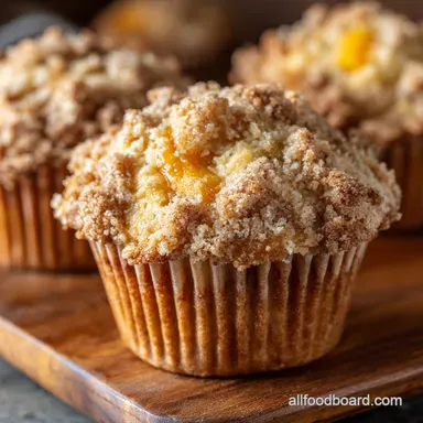 Vanilla Peach Muffins: Easy Small Batch Recipe with Streusel Topping Recipe Card