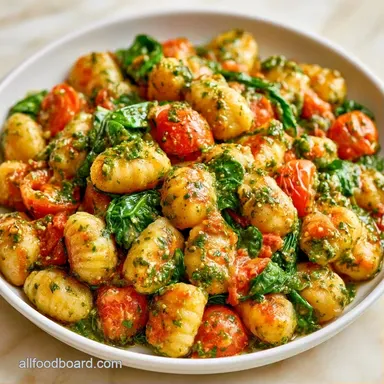 Vegetarian Pesto Gnocchi in 15 Minutes Recipe Card