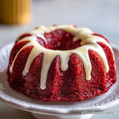 Red Velvet Bundt Cake for 14 Servings Recipe Card