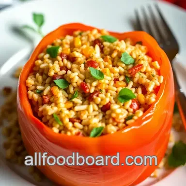 Easy & Healthy Stuffed Peppers Recipe: My Family's Favorite Quinoa Delight Recipe Card