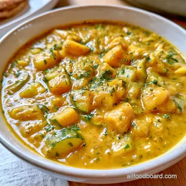 Yellow Squash Curry Soup in 40 Minutes Recipe Card