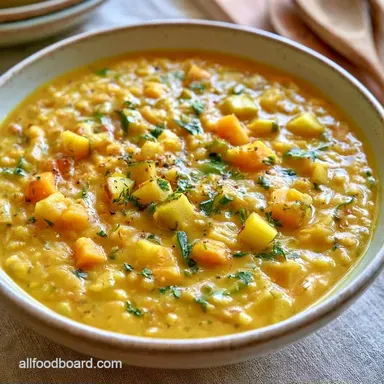 Yellow Squash Dal One-Pot Stew Recipe Card