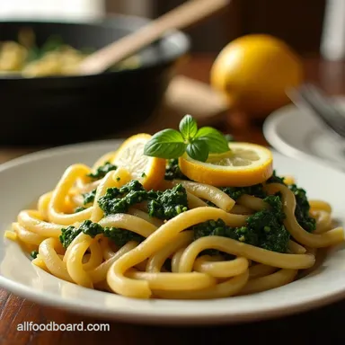 One Pot Lemon Spinach Pasta Easiest Weeknight Dinner Recipe Card