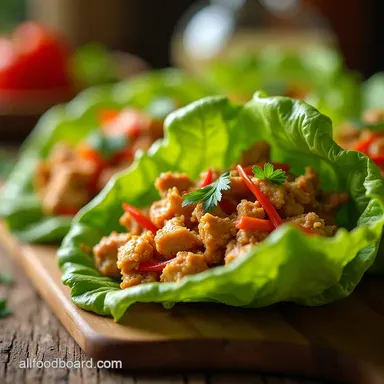 Easy Thai Chicken Lettuce Wraps with Zesty Sauce Recipe Card