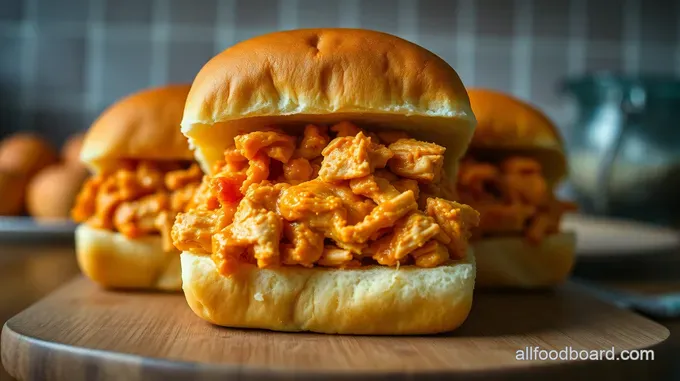 Buffalo Chicken Sliders on Buttery Hawaiian Rolls