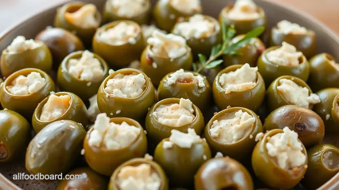 Greek food olives stuffed with cheese