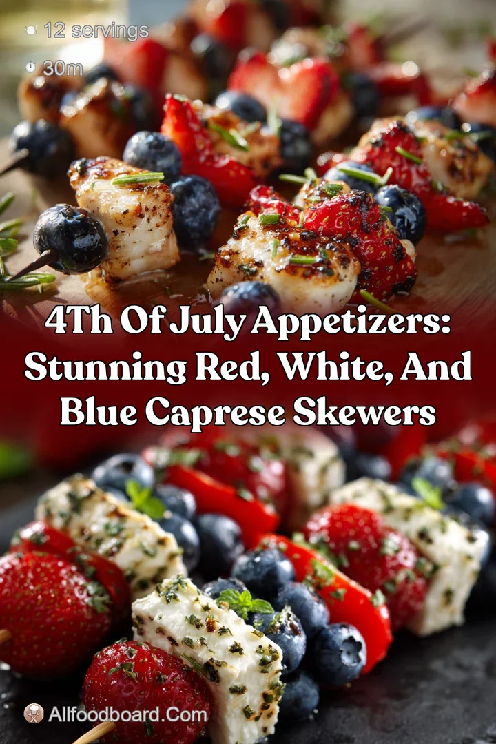 4th of July Appetizers: Stunning Red White and Blue Caprese Skewers