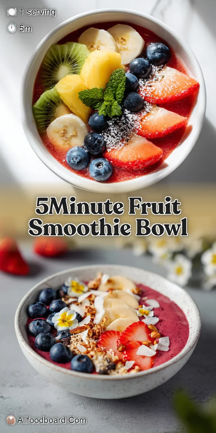 Close-up of a refreshing smoothie bowl: creamy pink base, plump blueberries, and glistening chia seeds, ready to eat.