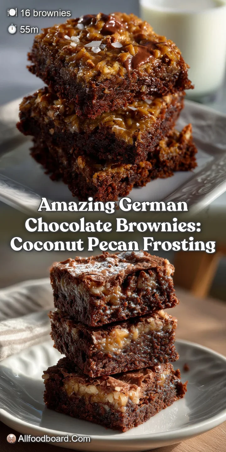 Amazing German Chocolate Brownies: Coconut Pecan Frosting