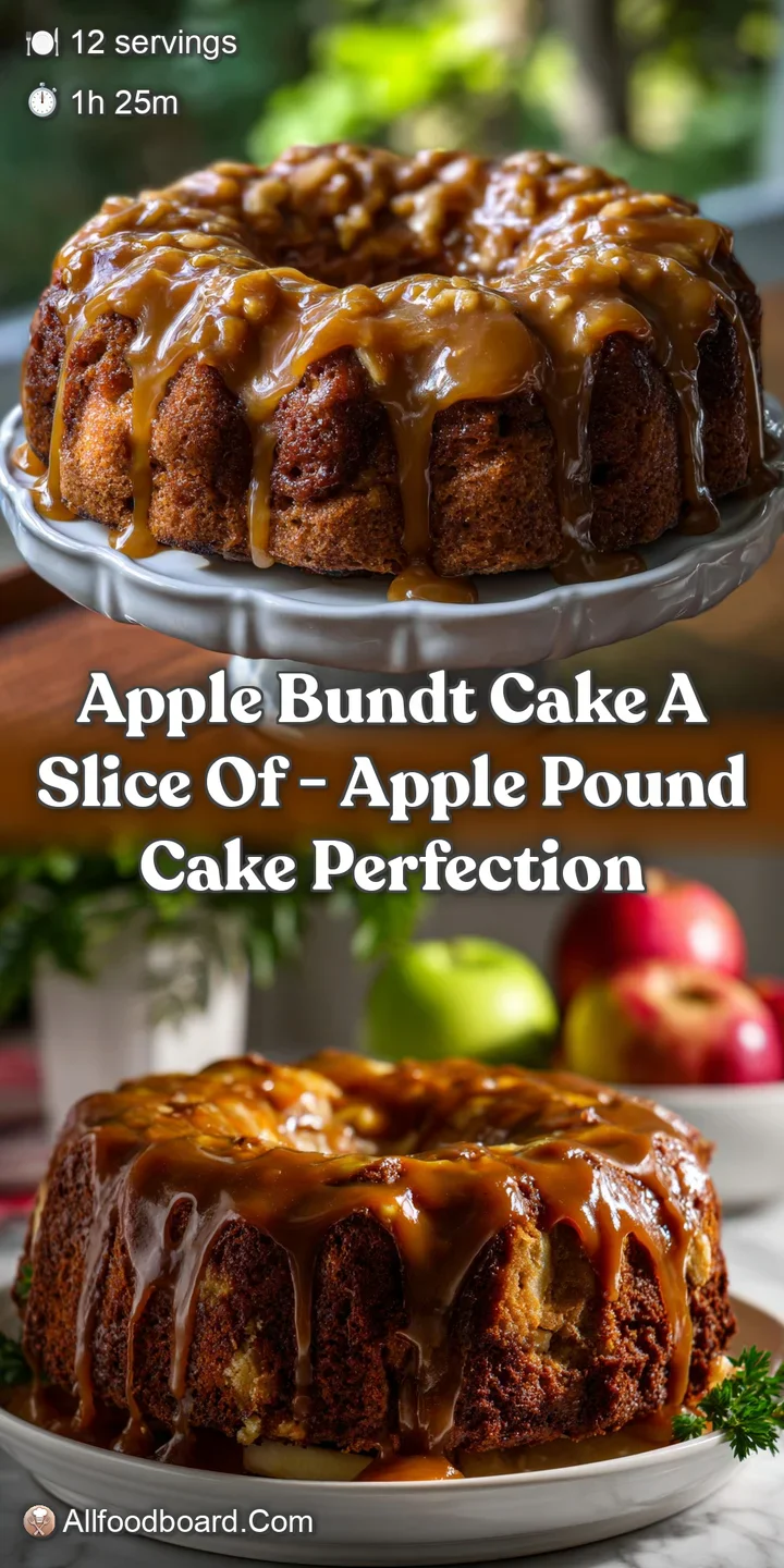 Close-up shot reveals the moist crumb of an apple bundt cake, a thick drizzle of caramel glaze adding a luxurious, appetiz...