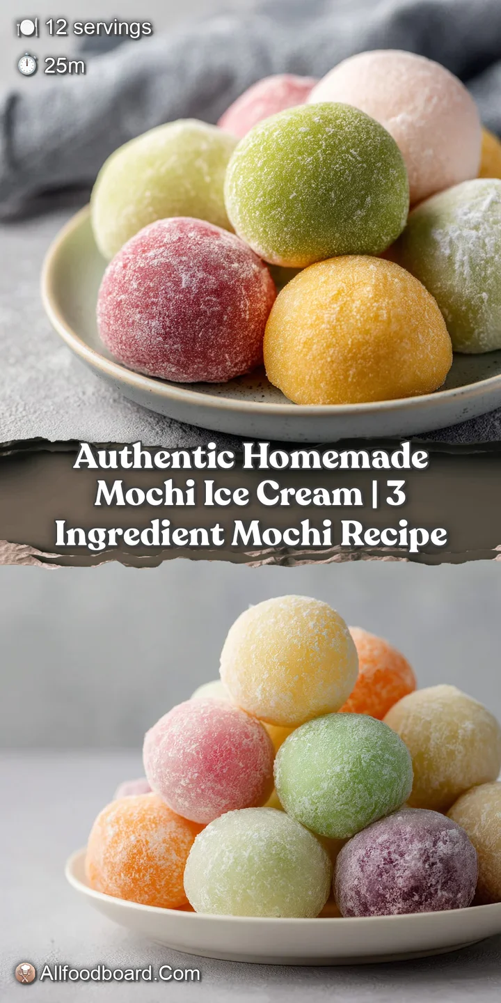 Close-up of a perfectly round, chewy mochi shell revealing a peek of creamy ice cream.