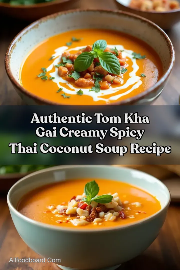 Authentic Tom Kha Gai Creamy Spicy Thai Coconut Soup Recipe : PIN FOR LATER Authentic Tom Kha Gai Creamy Spicy Thai Coconut Soup Recipe