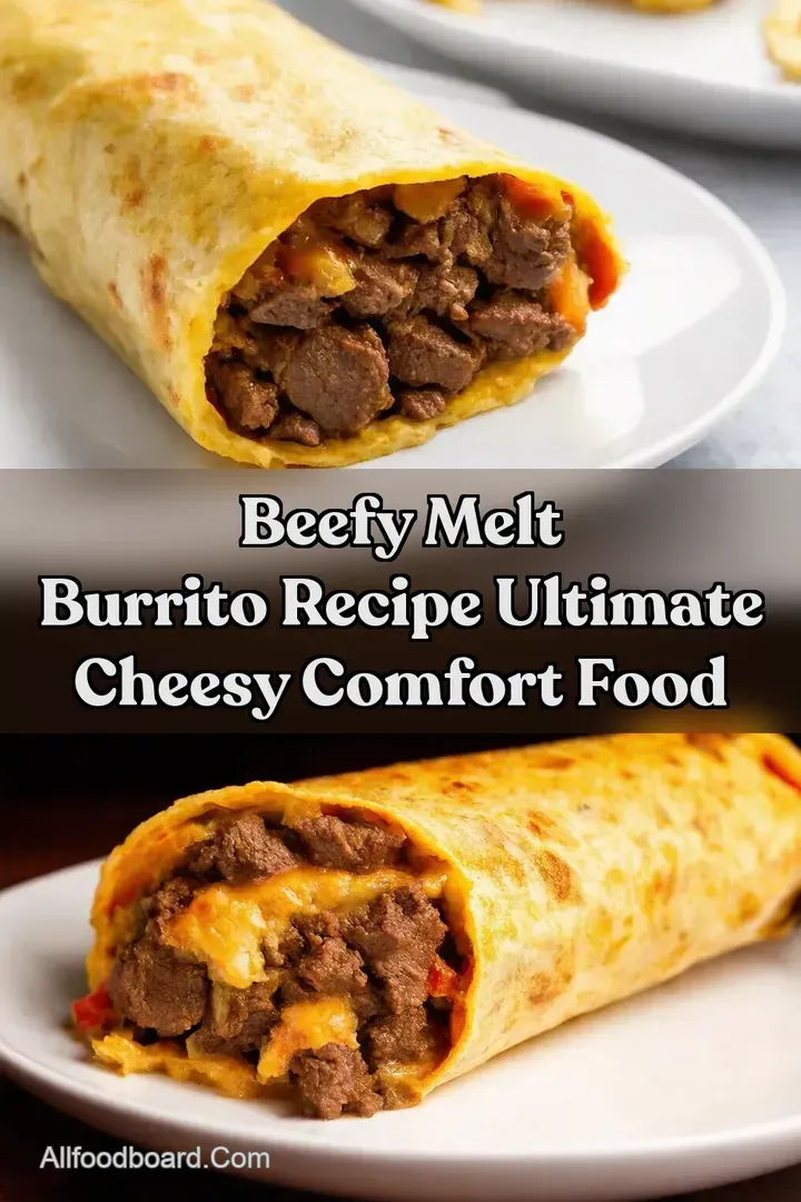 Beefy Melt Burrito Recipe Ultimate Cheesy Comfort Food : PIN FOR LATER Beefy Melt Burrito Recipe Ultimate Cheesy Comfort Food