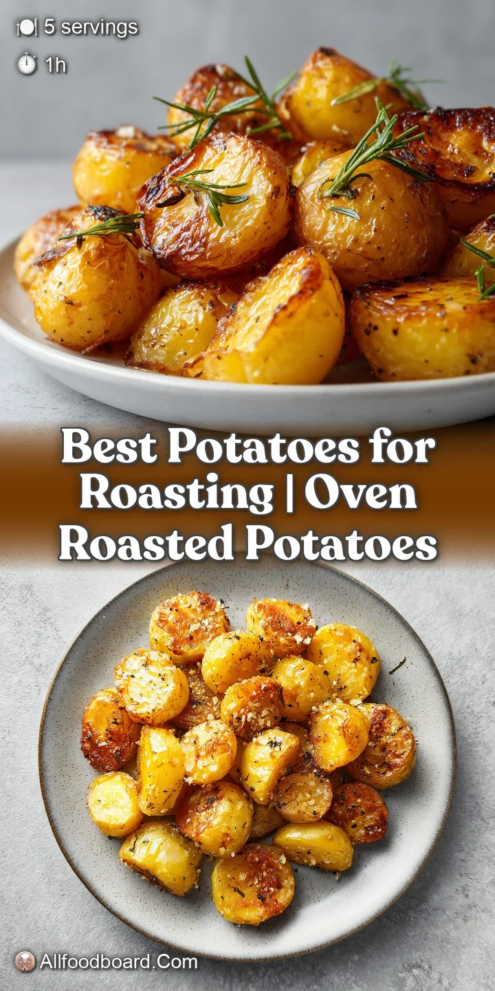 Close-up of a perfectly roasted potato revealing a fluffy interior and a crispy, golden-brown exterior. A glimpse of salt ...