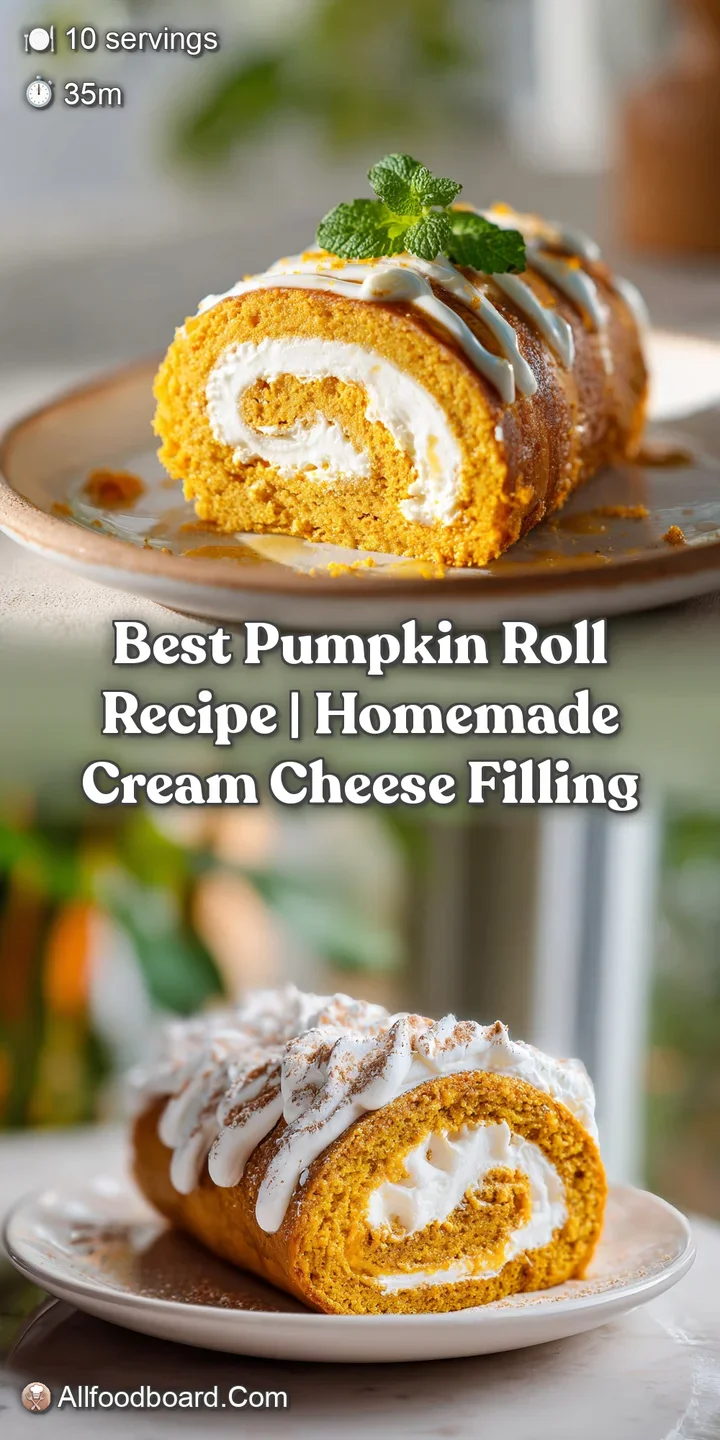 Close-up of a moist pumpkin roll with a thick cream cheese filling. You can almost taste the warm spices and sweetness!