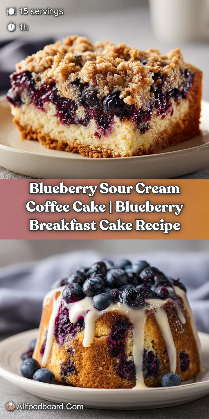 Close-up of a warm, fork-tender coffee cake showing bursting blueberries and rich, golden-brown streusel.