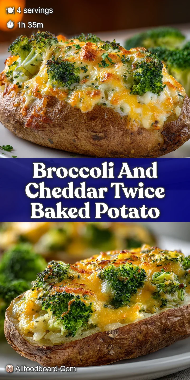Creamy, close-up view of melted cheddar cheese oozing over tender green broccoli on a crispy baked potato skin. Warm and c...
