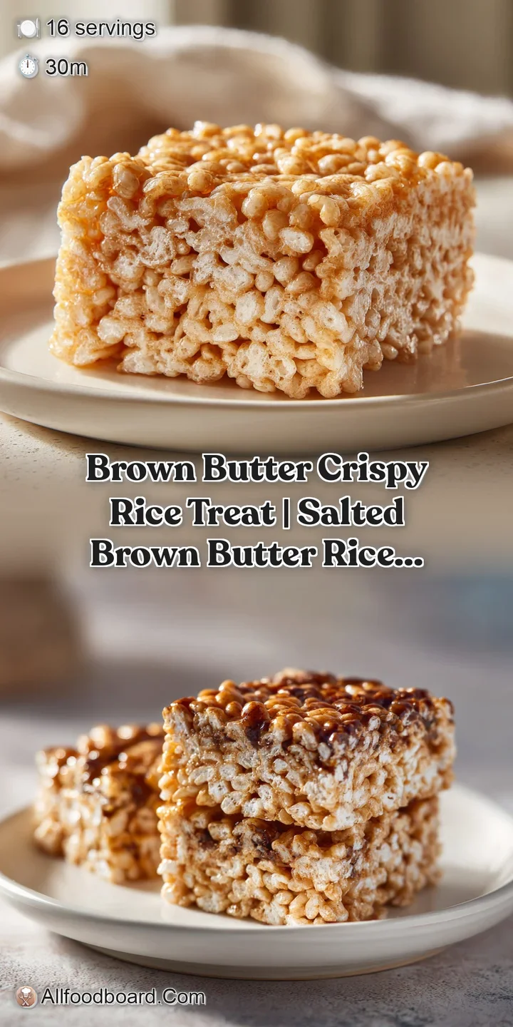 Close-up of a chewy, golden crispy rice treat with a slightly irregular, airy texture and visible salt crystals.